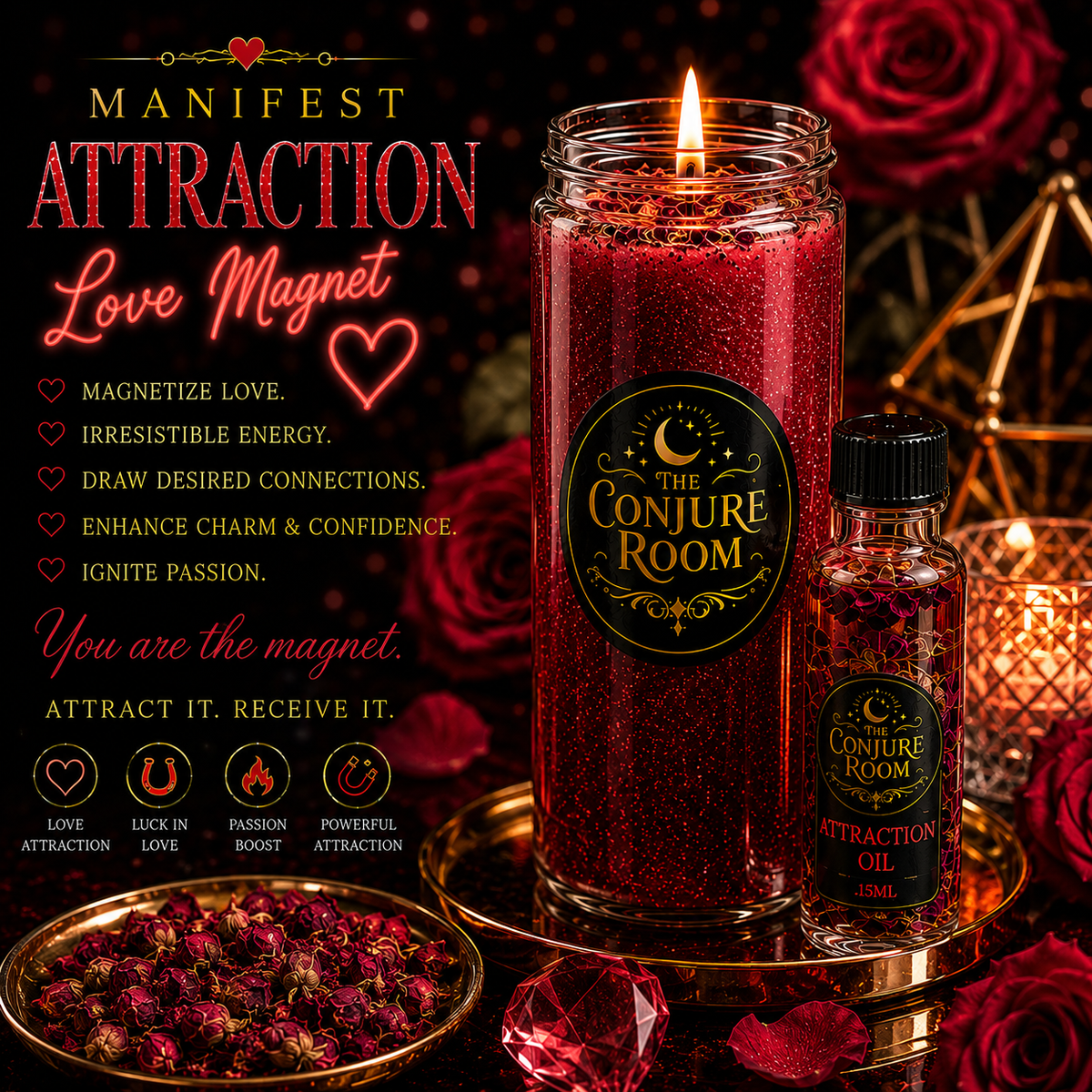 Attraction: Love Magnet Dressed Ritual Candle
