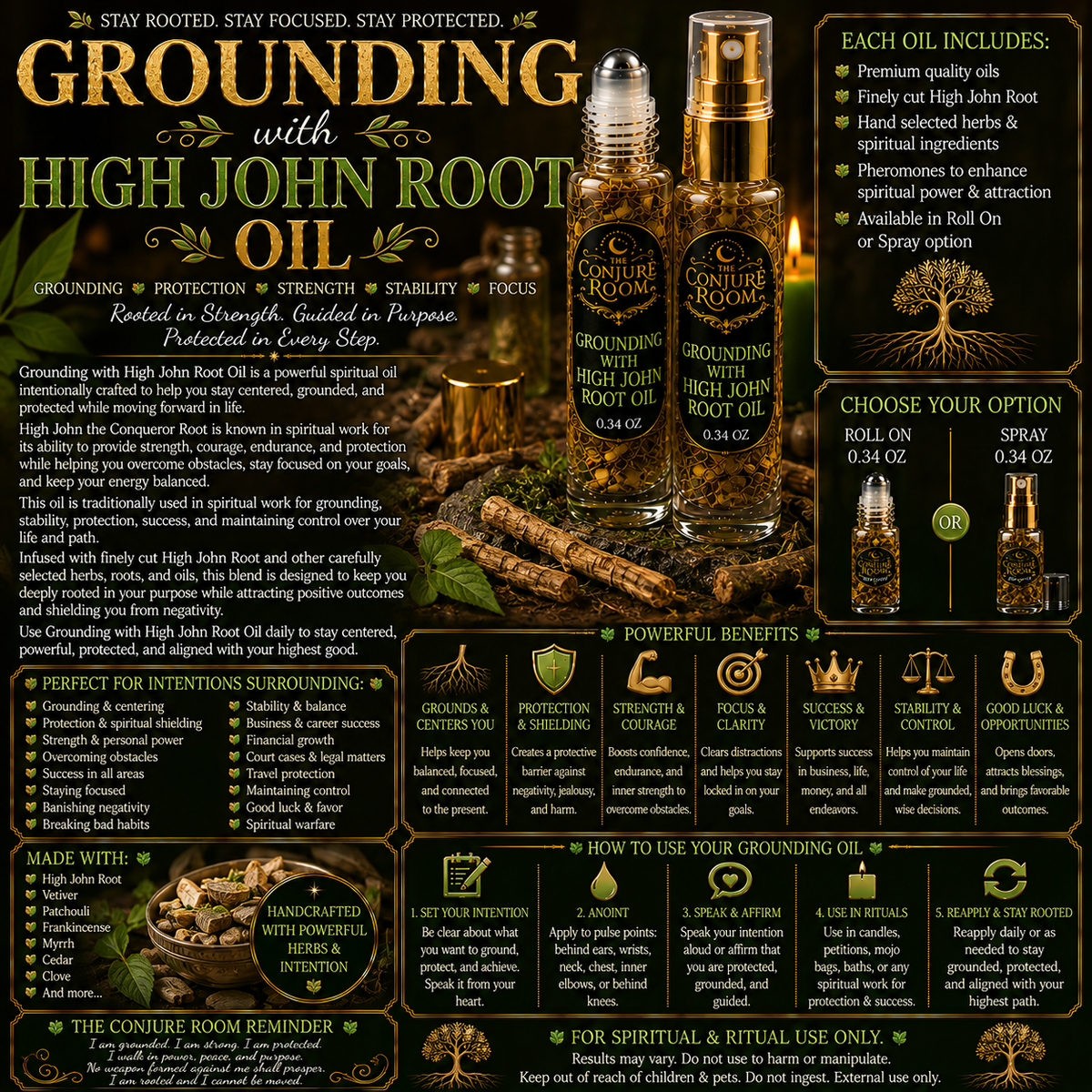 Grounding with High John Root Oil: Strength, Power, Protection & Stability Ritual Oil