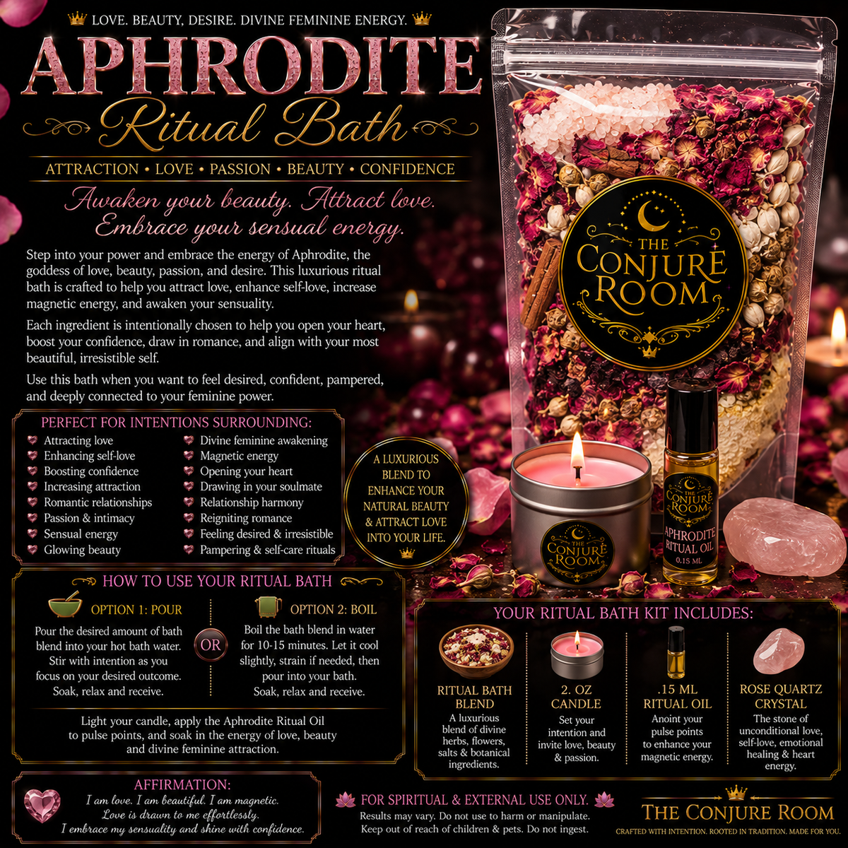 Aphrodite Ritual Bath: Love, Beauty, Attraction & Divine Feminine Ritual Bath Kit