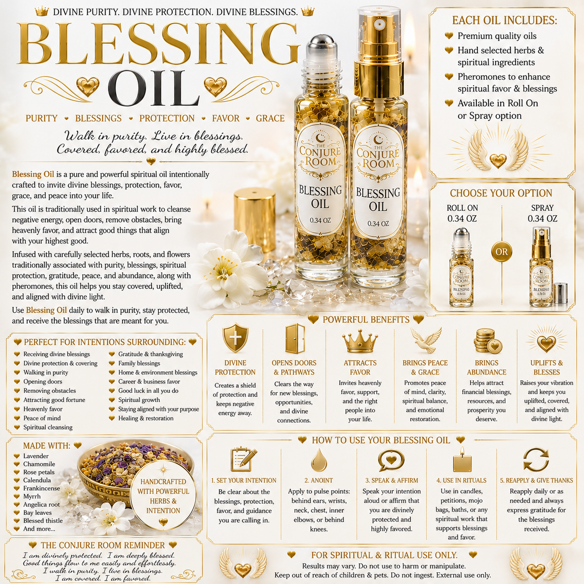 Blessing Oil: Purity, Blessings & Spiritual Cleansing Ritual Oil