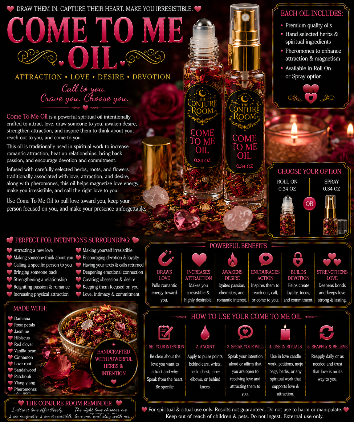 Come To Me Oil: Attraction, Desire & Magnetic Love Ritual Oil
