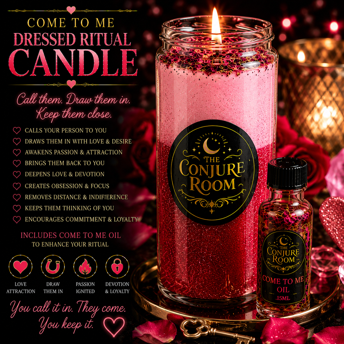 Come To Me: Draw Them Closer Dressed Ritual Candle