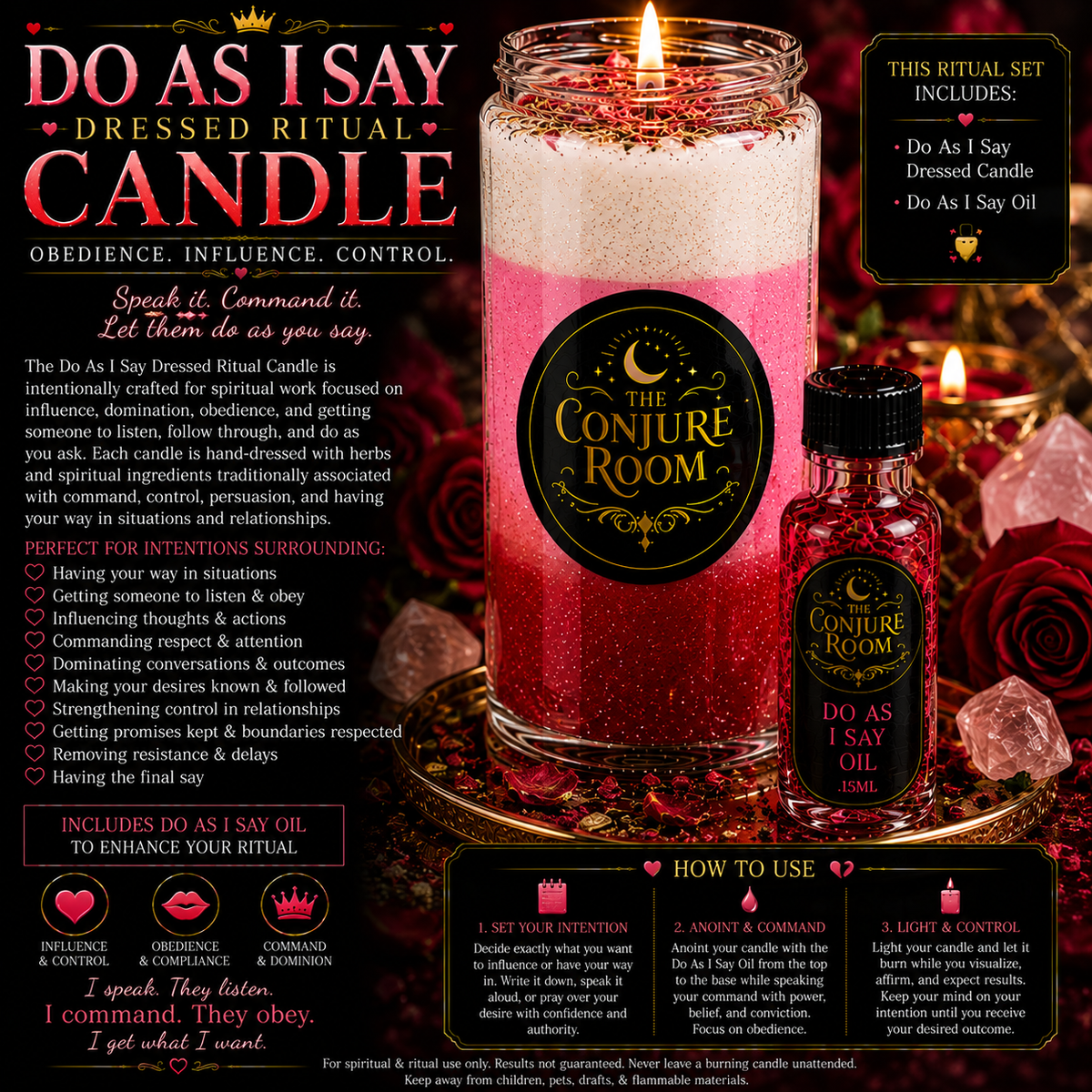 Do As I Say: Influence & Command Dressed Ritual Candle