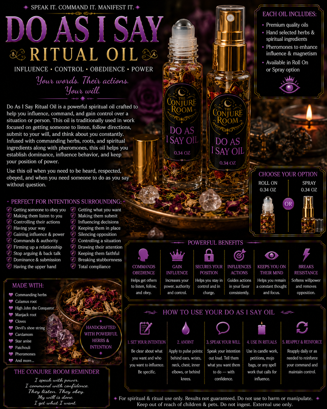 Do As I Say Oil: Influence, Authority & Command Ritual Oil