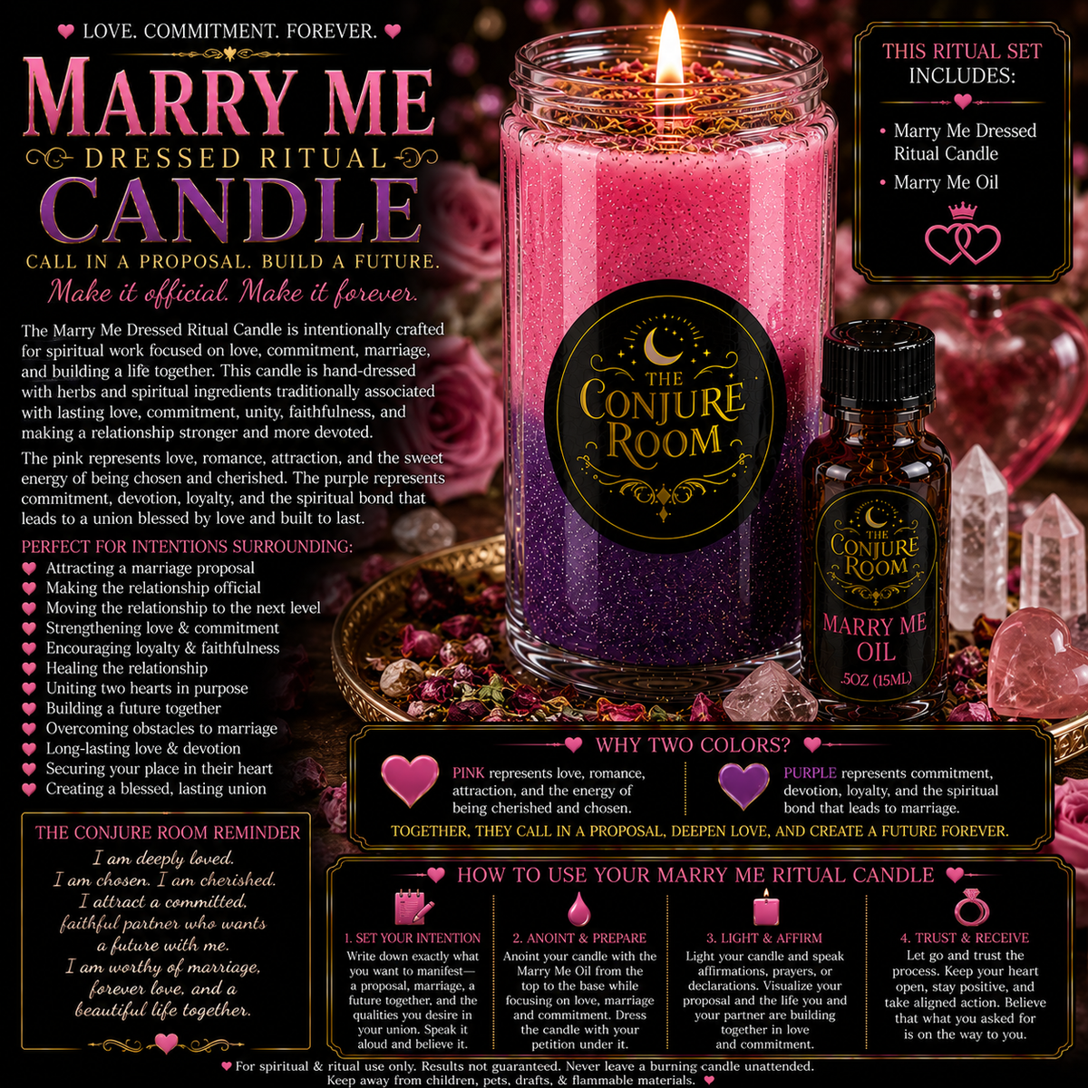 Marry Me: Love, Commitment & Marriage Dressed Ritual Candle