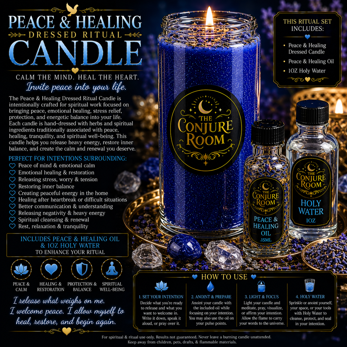 Peace & Healing: Calm & Restore Dressed Ritual Candle