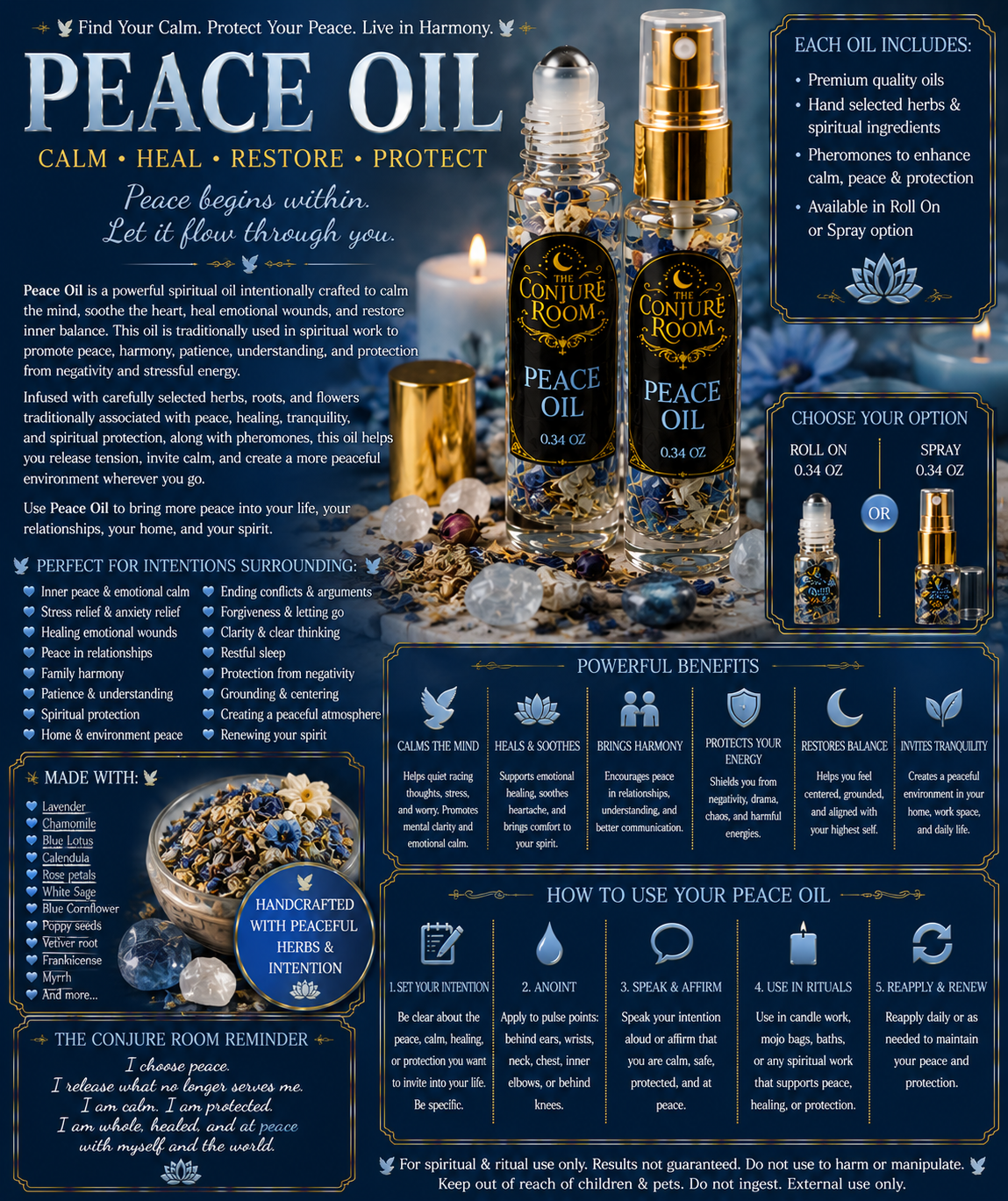 Peace Oil: Calm, Healing & Harmony Ritual Oil