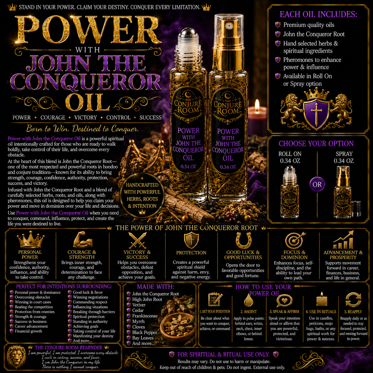 Power with John the Conqueror Oil: Personal Power, Victory & Success Ritual Oil