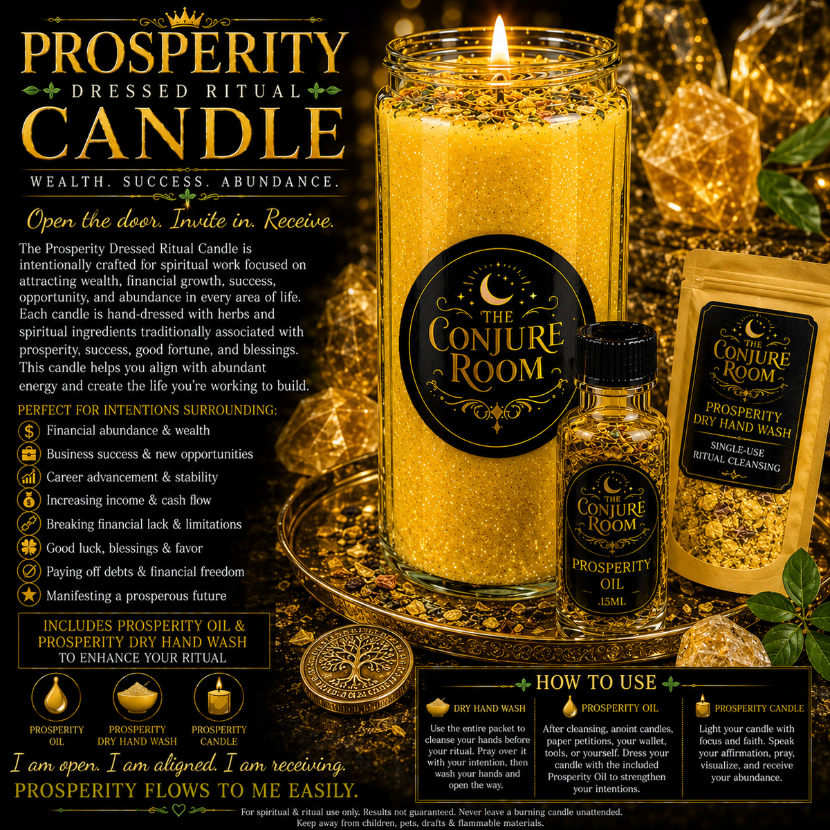 Prosperity: Wealth, Success & Abundance Dressed Ritual Candle