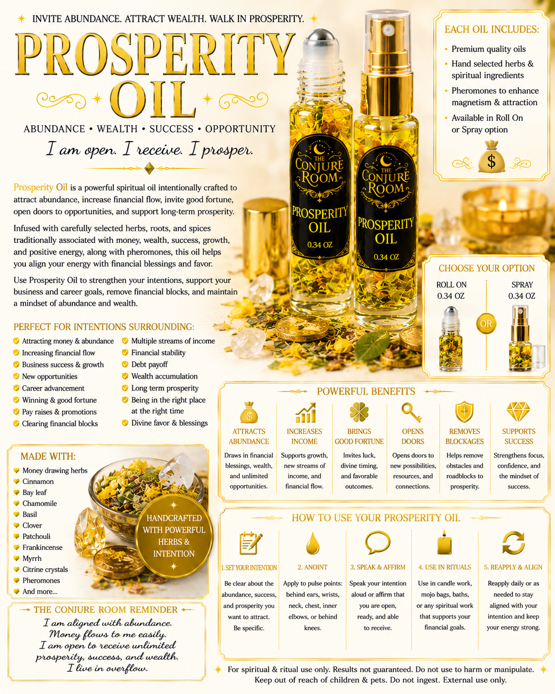 Prosperity Oil: Abundance, Wealth & Success Ritual Oil