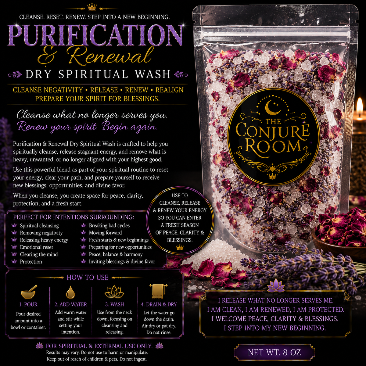 Purification & Renewal Dry Spiritual Wash: Spiritual Cleansing, Release & New Beginnings Ritual