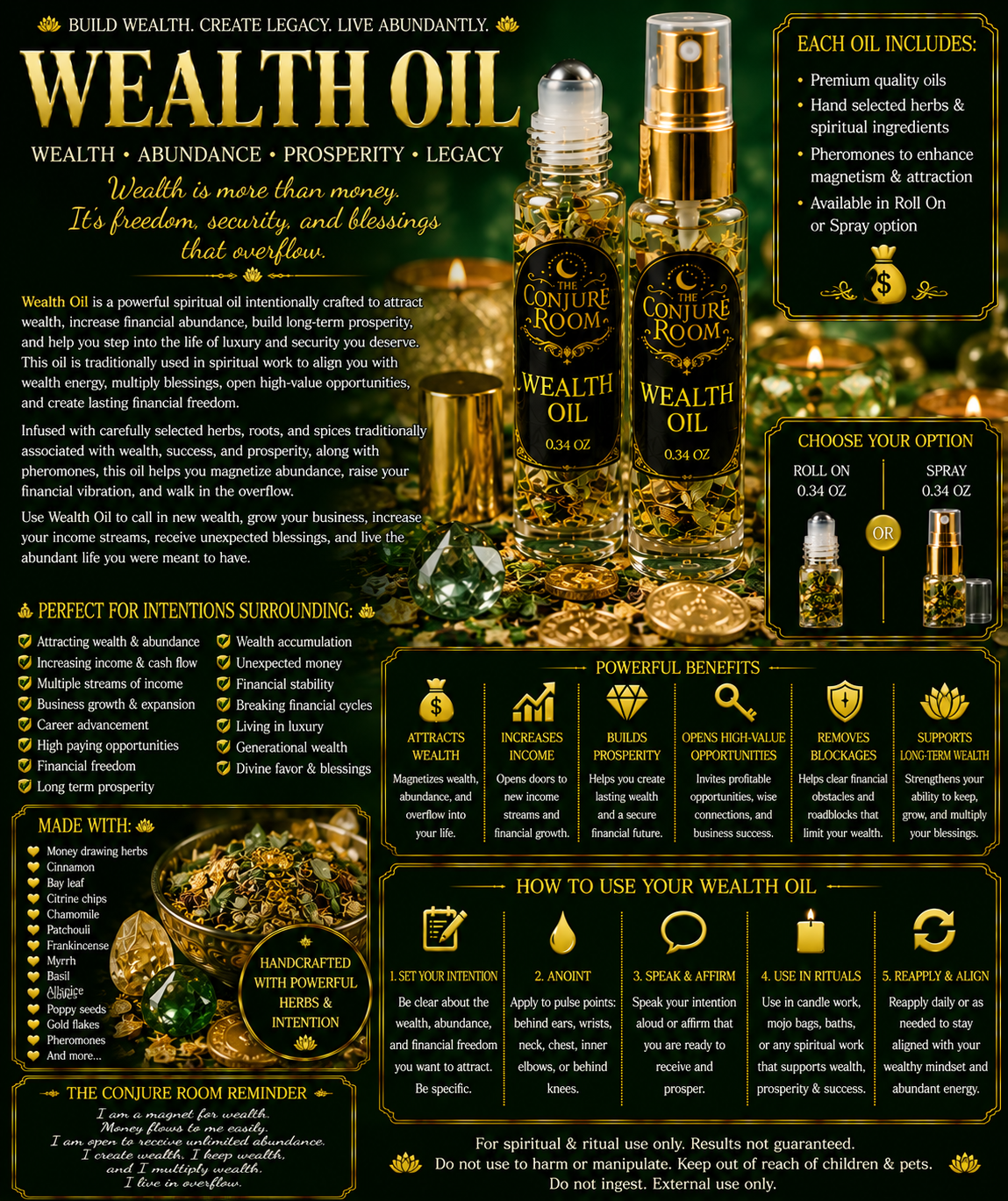 Wealth Oil: Money, Abundance & Financial Growth Ritual Oil